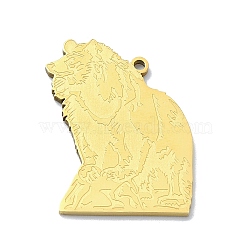 201 Stainless Steel Pendants, Laser Cut, Andean Bear Charm, Golden, 28x29x1mm, Hole: 1.5mm(STAS-R118-10G)