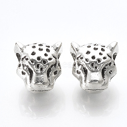 Tibetan Style Alloy European Beads, Large Hole Beads, Leopard Head, Cadmium Free & Nickel Free & Lead Free, Antique Silver, 11.5x12x9mm, Hole: 4mm, about 152pcs/500g(TIBE-T010-33AS-NR-1)