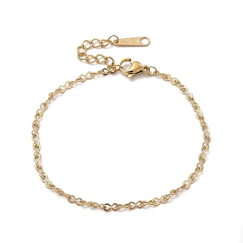 Ion Plating(IP) 304 Stainless Steel Gourd Link Chain Bracelet for Women, Real 14K Gold Plated, 6-5/8 inch(16.8cm)