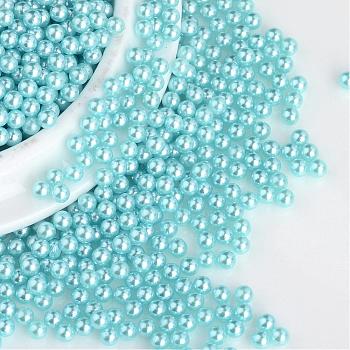 Imitation Pearl Acrylic Beads, No Hole, Round, Pale Turquoise, 3mm, about 10000pcs/bag