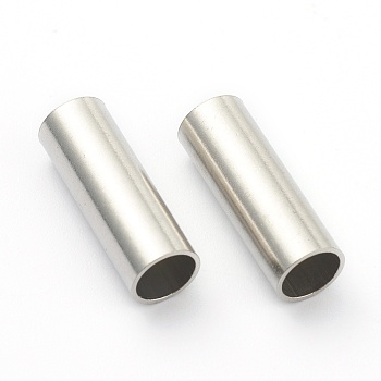 304 Stainless Steel Beads, Tube Beads, Stainless Steel Color, 20x6mm, Hole: 5mm