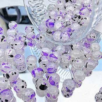 Transparent Crackle Glass Beads, Imitation Brokenness Jade, Round, Violet, 10x9.5mm, Hole: 1.8mm