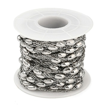 304 Stainless Steel Oval Link Chains, Soldered, with Spool, Stainless Steel Color, Beads: 7x4mm, about 32.81 Feet(10m)/Roll