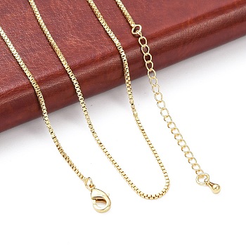 Brass Box Chain Necklaces, Long-Lasting Plated, Real 18K Gold Plated, 16.34 inch(41.5cm)