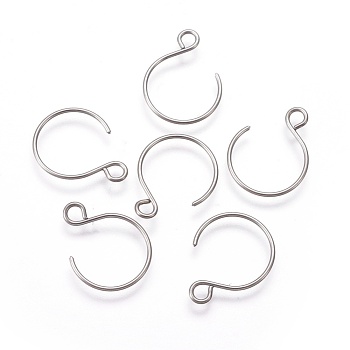 304 Stainless Steel Earring Hooks, with Horizontal Loop, Balloon Ear Wire, Stainless Steel Color, 18.5x14x0.8mm, Hole: 2mm, 20 Gauge, Pin: 0.8mm