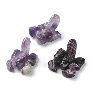 Natural Amethyst Carved Healing Scorpion Figurines, Reiki Stones Statues for Energy Balancing Meditation Therapy, 45~48x34~44x30~37mm