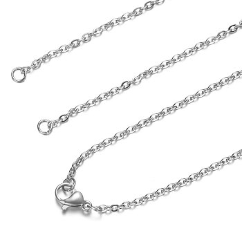 304 Stainless Steel Cable Chain Necklace Making, with Lobster Claw Clasps, Stainless Steel Color, 16.2 inch~16.5 inch(41.4~42cm), 1.5mm, Hole: 2.5mm