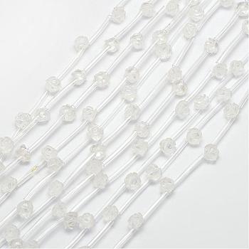 Natural Quartz Crystal Beads, Rock Crystal Beads, Rose, 10x5mm, Hole: 1mm