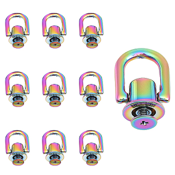 Zinc Alloy Bag Suspension Clasps, with Iron Screw, for Bag Replacement Accessories, Rainbow Color, 2.1x1.6x1.2cm, Hole: 2.5mm, 10 sets/box
