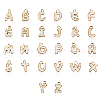 Golden White Letter Alloy+Enamel Charms