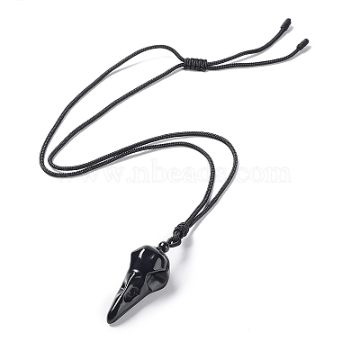 Natural Mixed Stone Plague Doctor Pendant Necklace with Nylon Rope(NJEW-H009-01)-3
