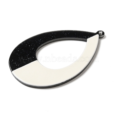 Black and White Stitching Acrylic Pendants(OACR-S144-02A)-2