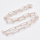 Brass Textured Paperclip Chain Necklace Making(MAK-S072-01A-RG)-2