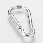 Aluminum Rock Climbing Carabiners, Key Clasps, with Iron Findings, Silver, 48~48.5x22.5~23x6mm(X-IFIN-T003-B05)