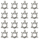 30Pcs Tibetan Style Alloy Bead Frame, Tortoise, Antique Silver, 15x12.5x3mm, Hole: 1.4mm, 5mm inner diameter(FIND-YW0008-95)