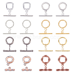 Brass Toggle Clasps, Mixed Shapes, Mixed Color, Toggle Clasps: 32sets/box(KK-FH0001-43)