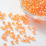 Bicone AB Color Plated Eco-Friendly Transparent Acrylic Beads, Orange Red, 4x4mm, Hole: 1mm, about 1660pcs/50g(X-TACR-A003-4mm-15)