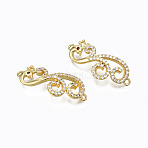 5Pcs Brass Micro Pave Cubic Zirconia Links Connectors, Nickel Free, Phoenix, Clear & Brown, Real 18K Gold Plated, 10x26x5mm, Hole: 1.2mm(ZIRC-SZ0002-34)