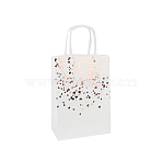 Stamping Style Kraft Paper Bags, with Handle, Gift Bags, Shopping Bags, Rectangle, Heart Pattern, 15x8x21cm(PAAG-PW0001-113B)