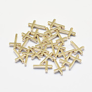 Long-Lasting Plated Brass Tiny Cross Charms, Real 18K Gold Plated, Nickel Free, 13x8.5x2.5mm, Hole: 1mm(KK-K193-010G-NF)