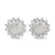 304 Stainless Steel Sunflower Stud Earrings, Silver, 11.5x11.5mm(EJEW-D281-20S)