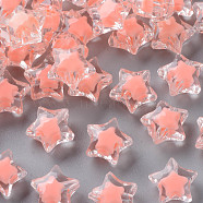 Transparent Acrylic Beads, Bead in Bead, Faceted, Star, Salmon, 14x15x8.5mm, Hole: 2mm, about 518pcs/500g(TACR-S152-02A-SS2109)