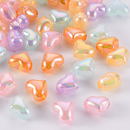 Imitation Jelly Acrylic Beads, AB Color Plated, Heart, Mixed Color, 9x11.5x7.5mm, Hole: 2.5mm, about 635pcs/500g(TACR-S154-43E)