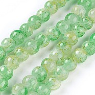 Spray Painted Glass Beads Strands, Round, Yellow Green, 10~10.5mm, Hole: 1.5mm, about 84pcs/strand, 31.4 inch(80cm)(GLAA-A038-D-80)