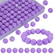 80Pcs Round Silicone Focal Beads, Chewing Beads For Teethers, DIY Nursing Necklaces Making, Violet, 15mm, Hole: 2mm(SIL-SZ0001-24-30)