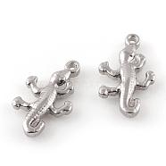 201 Stainless Steel Pendants, Gecko, Stainless Steel Color, 19.5x12x3.5mm, Hole: 1.5mm(STAS-Q195-17)