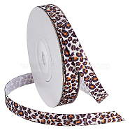 10 Yards Polyester Leopard Print Grosgrain Ribbons, for Garment Accessories, Chocolate, 3/8 inch(10mm), about 10.00 Yards(9.14m)/Roll(SRIB-WH0011-151)