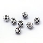 Rack Plating Brass Cubic Zirconia Beads, Long-Lasting Plated, Polygon, Platinum, 9.5x7mm, Hole: 3mm(ZIRC-S029-01P)