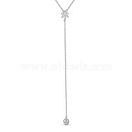 TINYSAND Leaf Design CZ 925 Sterling Silver Cascading Pendant Necklaces, Silver, 20.18 inch(TS-N340-S)
