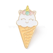 Unicorn Ice Cream Enamel Pin, Dainty Food Shape Alloy Enamel Brooch for Backpack Clothes, Golden, Wheat, 29x14x9mm(JEWB-A002-03B)