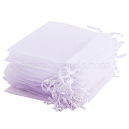 Organza Bags, Rectangle, White, about 10cm wide, 15cm long(X-T247F011)