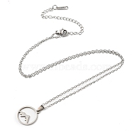201 Stainless Steel Mountain Pendant Necklace with Cable Chains, Stainless Steel Color, 17.52 inch(44.5cm)(NJEW-Q317-26P)