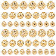 Elite 60Pcs 3 Style Brass Hollow Beads, Round, Golden, 4~8mm, 20pcs/style(KK-PH0009-25)