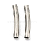 304 Stainless Steel Tube Beads, Curved Tube, Stainless Steel Color, 15x2.5mm, Hole: 2mm(STAS-B047-27B-P)