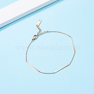 Stainless Steel Rectangle Link Bracelets, Simple and Delicate for Daily Wear, Rose Gold, 6-3/4 inch(17cm)(EB0332)