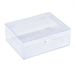 Rectangle Polystyrene Bead Storage Container, with Cover, for Jewelry Beads Small Accessories, Clear, 150x130x55mm(CON-N011-034)