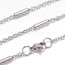 304 Stainless Steel Cable Chain Necklaces, with Lobster Claw Clasps, Stainless Steel Color, 19.6 inch(50cm), 2.2~3mm(STAS-G083-49P)