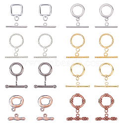 Brass Toggle Clasps, Mixed Shapes, Mixed Color, Toggle Clasps: 32sets/box(KK-FH0001-43)