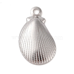 Non-Tarnish 304 Stainless Steel Charms, Shell Shape Charm, Stainless Steel Color, 13x7.5x1.5mm, Hole: 0.8mm(STAS-M061-01P-03)