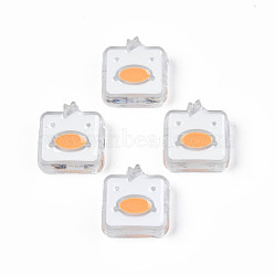 Transparent Acrylic Beads, with Enamel, Square with Duck, WhiteSmoke, 24x23x8mm, Hole: 3mm(ACRC-S039-09G)
