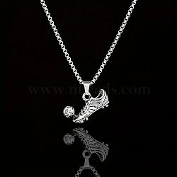 Football Soccer Shoe 667 Stainless Steel Pendant Necklaces for Men, Antique Silver, 27.56 inch(70cm)(FS-WG4A7BD-02)