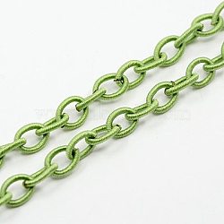 Handmade Nylon Cable Chains Loop, Oval, Light Green, 8~9x11~13x2mm, about 85cm/strand, 33.5 inch(X-EC-A001-27)