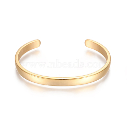 Ion Plating(IP) 304 Stainless Steel Cuff Bangles, Golden, 2-1/4x1-5/8 inch(5.7x4cm), 6mm(STAS-I110-10-6mm-G)