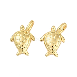 Rack Plating Brass Pendants, Long-Lasting Plated, Lead Free & Cadmium Free, Sea Animals Charms, Real 18K Gold Plated/Platinum, Turtle, 15x9x4.5mm, Hole: 3x2.5mm(KK-R166-01G-02)