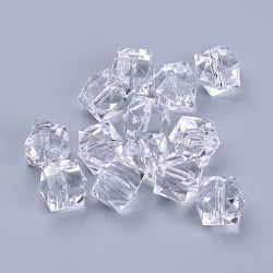 Transparent Acrylic Beads, Faceted, Cube, Clear, 26x26x24mm, Hole: 2.8mm, about 55pcs/500g(TACR-Q259-26mm-V01)