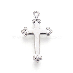 Brass Pendants, Cross, Platinum, 17.5x10x1mm, Hole: 0.8mm(KK-F762-02P)